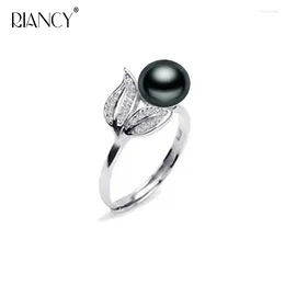 Bagues de cluster Mode Naturel d'eau douce Black Pearl Bague Branches Forme pour femmes Cadeau de mariage