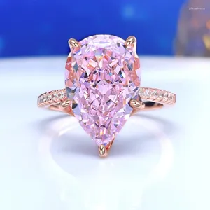 Cluster-Ringe Mode Nische High-End-Temperament Vielseitiger 925er Sterlingsilber-Schaum-Rosa-Diamant-Ring Hoher Kohlenstoff-Hochzeitsschmuck Großhandel