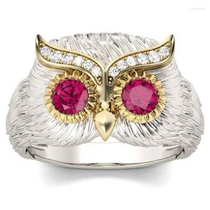 Bagues de cluster Fashion Owl Silver Couleur Bague Unique Design Cristaux pour Femmes Hommes Classique Bijoux Accessoires Cadeau