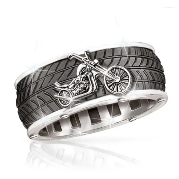 Bagues de cluster Personnalité de la mode Punk Style Car Tire Modèle Bague Moto Hommes Hip Hop Party Bijoux Accessoire Taille US7-13