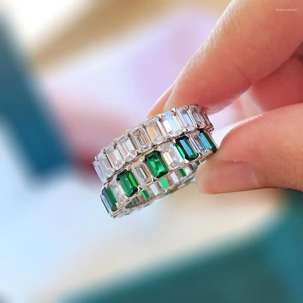 Bagues de cluster Produits de mode Emerald Cut 925 Sterling Silver Band éternel Anniversaire de mariage 3 5mm SONA Diamond Ring