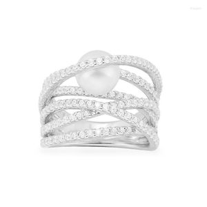 Cluster Anneaux Fashion Real S925 STERLING Silver Multiple Pearl Ring avec de haute qualité Zirconia Women Brand Fine Party JewelryCluster Rita22