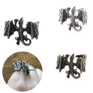 Cluster Ringen Mode Ring Draak Lichtgevende Glow In Dark Pterosaur Vinger Ringe Brons Zilver Kleur Verstelbare Mannen Hand Sieraden