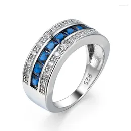 Bagues de cluster Bague de mode pour hommes femmes 925 bijoux en argent avec zircon pierre précieuse doigt de mariage accessoires de main de mariée en gros