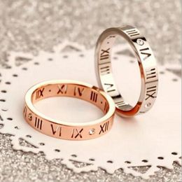 Clusterringen mode Romeinse cijfers 925 Sterling Silver Band Ring Eternal White Sapphire Couple for Women Men 18K Rose Gold Jewelry Cluster