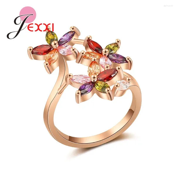 Anillos de clúster Fashion Rose Rose Colorido Wedding Jewelry Ring de joyería de alta calidad Casco Casual accesorios encantadores al por mayor