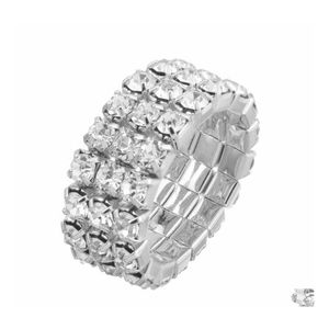 Cluster ringen moderijen Colorf Crystal Rhinestone verstelbare sprankelende glanzende 3 elastische ring voor vrouwen bruids bruiloft sieraden druppel otyc8