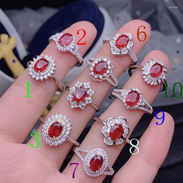 Cluster Rings Fashion Ruby Gemstone Ring Silver Fine Jewelry Certifié Gemme Naturelle Couleur Rouge Anniversaire Anniversaire Fête Cadeau Noël