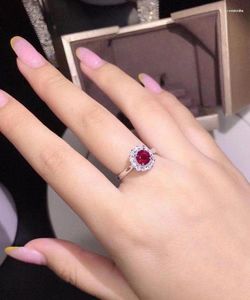 Clusterringen Fashion Ruby Ring Natuurlijk en echt 925 sterling zilver voor mannen of vrouwen