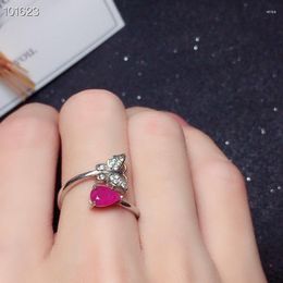 Bagues en grappe mode bague papillon en argent pour fille 4mm 6mm rubis naturel solide 925 cadeau d'anniversaire femme