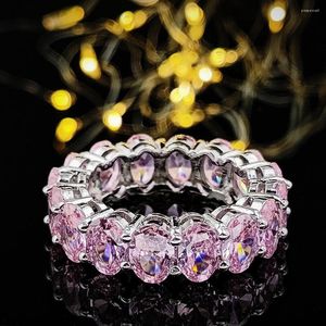 Cluster ringen mode zilveren kleur esthetisch ovaal zirkoon bruiloft eeuwigheid band voor vrouwen jubileum kerstcadeaus luxe sieraden r5343