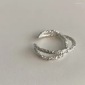 Cluster anneaux de mode couleurs argentés ouvertes anneau de doigt irrégulier