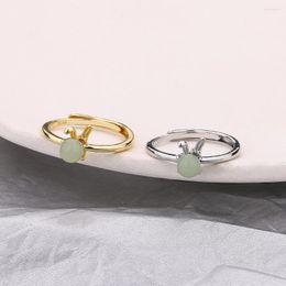 Cluster Ringen Mode Zilver Goud Kleur Open Vinger Ring Tian Jade Voor Vrouwen Meisje Sieraden Gift Dropship Groothandel