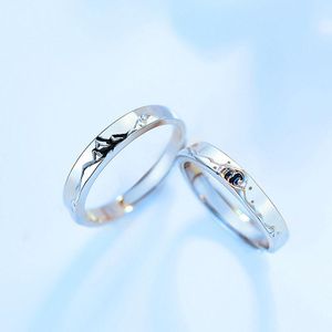 Cluster ringen mode eenvoudige opening berg zee ring minimalistische zilveren kleur verstelbaar voor mannen vrouwen verlovings sieraden