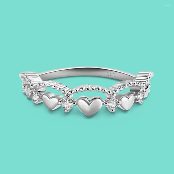 Cluster Anneaux Fashion Simple Unique 925 STERLING Silver Ring Heart Shape 6-8 # US Size Bijoux For Women Engagement Anniversary Gifts Anneaux