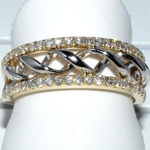 Bagues de cluster Fashion Spiral Cut Brillant Zircon Gold-Color Bague Bijoux Surround Cross pour Femmes Hommes Grossiste