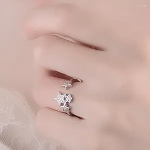 Cluster Ringen Mode Roestvrij Staal Verstelbare Kristallen Ring Ster Dazzling Open Vinger Voor Vrouwen Meisjes Bruiloft Sieraden Geschenken