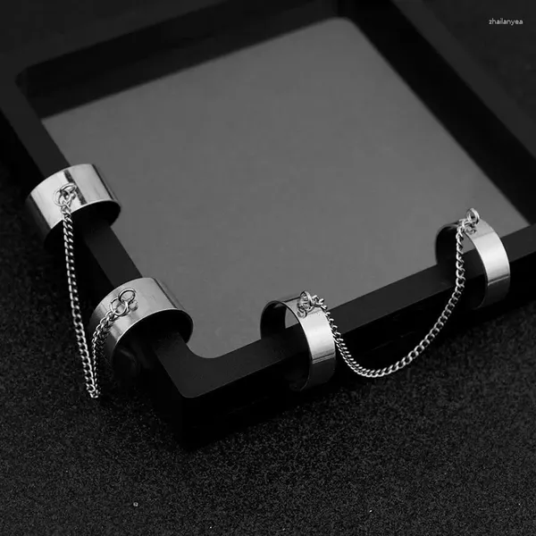 Bagues de cluster Mode Acier inoxydable Hip Punk Connexion pour Cool Femmes Hommes Argent Couleur Chaîne Doigt Ouvert Bague Bijoux Cadeaux