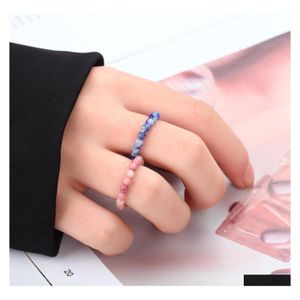 Cluster ringen modesteen kralen elastische ring voor vrouwen colourf geometrische ronde sieraden geschenken drop levering dhq4c
