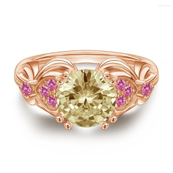 Bagues de cluster Tendance de la mode S925 Silver Incrusté 5A Zircon Dames Rose Gold Light Champagne Ring