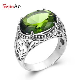 Anelli a grappolo Gioielli vintage di moda Peridoto Pietra portafortuna di agosto Autentico argento sterling 925 Bene per le donne Marchio di nozze