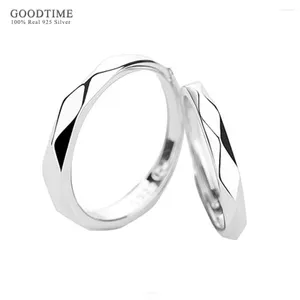 Cluster ringen mode bruiloftspaar ring echt 925 sterling zilveren zwart en witte rhombus gladde sieraden accessoires voor geliefden