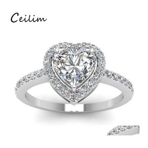 Cluster ringen mode zirkon hartvormige bruiloft voor vrouwen verloving fit 6 tot 10 sieraden feest cadeau drop levering otcf4