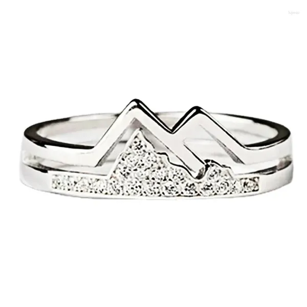 Bagues de cluster À la mode Luxe 925 Bague en argent sterling Chapeau de neige Montagne empilable CZ Cadeau de bijoux personnalisé pour les adolescentes