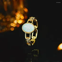 Cluster ringen modieuze witte opaal aobao 925 zilveren ring set met veelzijdige koolstof diamanten en uniek ontwerpcijfer
