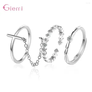 Cluster ringen snelle levering 925 Sterling Silver Ring Sets vrouwen Girls Wedding Engagement Party Sieraden Geschenken 3 stks Topverkoop