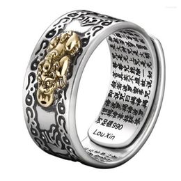 Anillos de racimo Feng Shui Pixiu Mani Mantra protección riqueza anillo encantos amuleto suerte abierto ajustable joyería budista