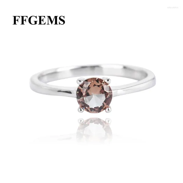 Cluster anneaux ffgems simple zultanite authentique 925 argent sterling créé le changement de couleur diaspore pour les femmes de mariage beaux bijoux