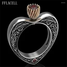 Anneaux de cluster FFLACELL 2024 Mode Vintage Style Bicolore Bague en forme de coeur Hommes et femmes Party Bijoux Cadeaux