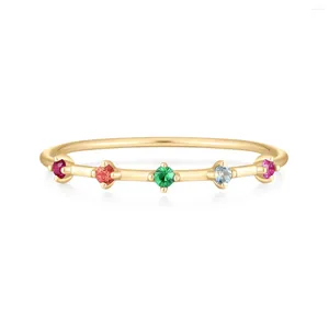 Cluster ringen fijne sieraden 14k Solid Yellow Gold gekleurde Gem Topaz roze saffier groene Tsavoriet oranje Ruby kleine ring voor vrouw