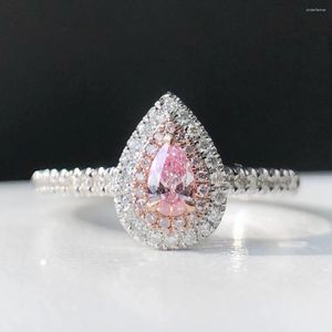 Cluster Ringen Fijne Sieraden 18K Goud 0.16ct Roze Diamanten Bruiloft Verloving Vrouwelijke Voor Vrouwen Ring Verjaardagscadeautjes