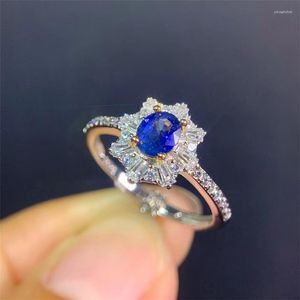 Clusterringen Fijne sieraden 925 Sterling Silver Natural Sapphire edelstenen ring Vrouwelijke ondersteuning Detectie Prachtig