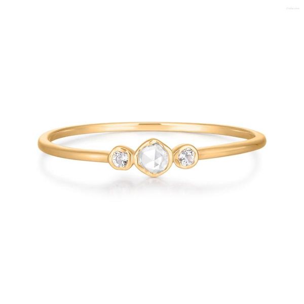 Bagues de cluster Fine Bijoux Naturel Saphir Gemstone Blanc Topaz Bague 14k Or Massif Pour Femmes Fiançailles Mariage Anniversaire Cadeau