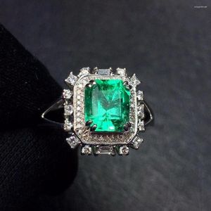 Cluster ringen fijne sieraden puur 18k gouden colombia oorsprong natuurlijke smaragd 1,7ct edelstenen diamanten vrouwelijke bruiloft voor damesring