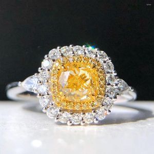 Cluster ringen fijne sieraden echt 18k 1.0ct gele diamanten bruiloftsbetrokkenheid vrouwelijk voor vrouwen ring tx