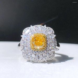 Cluster ringen fijne sieraden echt 18K goud 1,004ct gele diamant bruiloft verloving vrouwelijk voor vrouwen diamanten ring tx