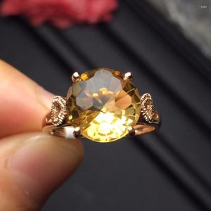 Cluster ringen fijne sieraden echt 18k rose goud au750 natuurlijke citrien edelstenen chic diamanten vrouwelijk jubileumgeschenk
