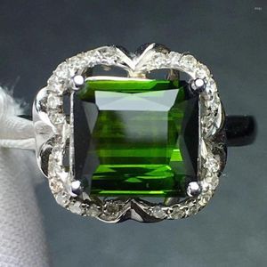 Cluster ringen fijne sieraden echt puur 18 K goud natuurlijke groene toermalijn edelstenen 2.5ct diamanten mannelijke trouwman's