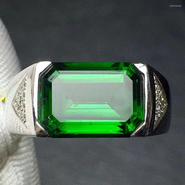 Bagues de cluster bijoux fins véritable or pur 18 carats AU750 pierre précieuse de tourmaline chromée naturelle 4.5ct mâle origine brésilienne pour cadeau pour homme