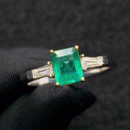 Cluster ringen fijne sieraden echt puur 18K wit goud natuurlijke smaragd gemald edelsteen 0.85ct diamant vrouwelijk bruiloft voor dames