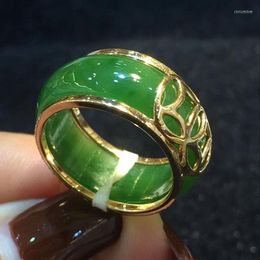 Anelli a grappolo Gioielleria raffinata Gioielli unisex Pietra di giada verde Misura dell'anello: 7 # 8 #