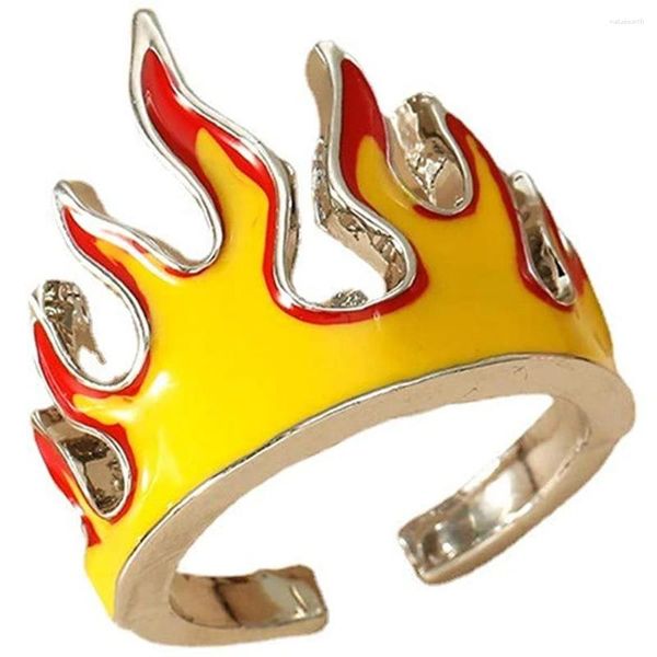 Anillos de racimo Fuego Llama Anillo Apertura Tamaño ajustable Blaze Corona Banda de dedo para mujeres Hombres Hiphop Punk Fiesta Joyería Regalos