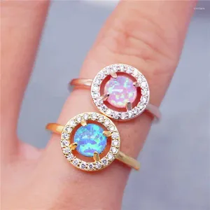 Clusterringen Fire Opal Moon Stone Ring voor vrouwen Wedding Party Engagement Size6-10 Band