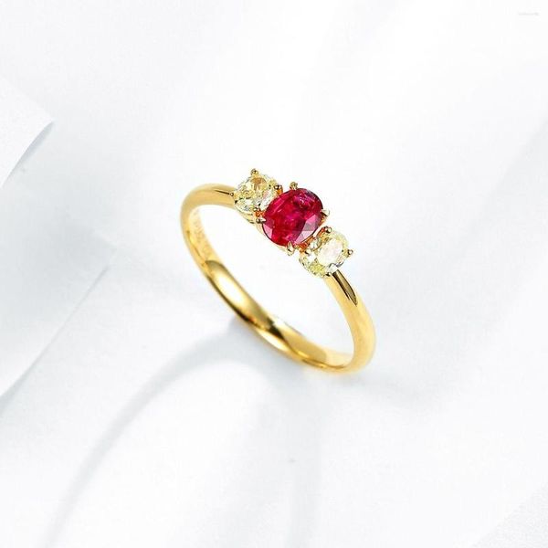 Bagues de Grappe FIY Naturel 0.40ct Bague Rubis Rouge Diamants Bijoux Anniversaire Femme Pour Femme Beaux Cadeaux Saint Valentin