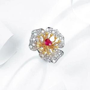 Clusterringen Fiy Natural 0.490ct Red Ruby Ring Diamonds sieraden jubileum Vrouw voor dames Fine Valentine's Day Gifts