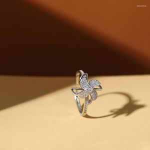 Anillos de racimo, molino de viento giratorio de nieve Flash para mujer, joyería ajustable para citas, tendencia 2022, regalo para Amiga, Anillos para mujer, venta al por mayor